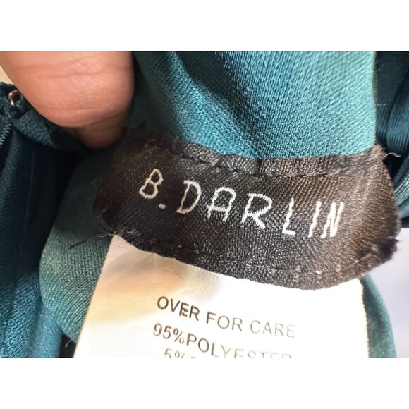 B. Darlin Womens Satin Strappy Ruched Dress Size M Emerald Green Sexy - Picture 3 of 12